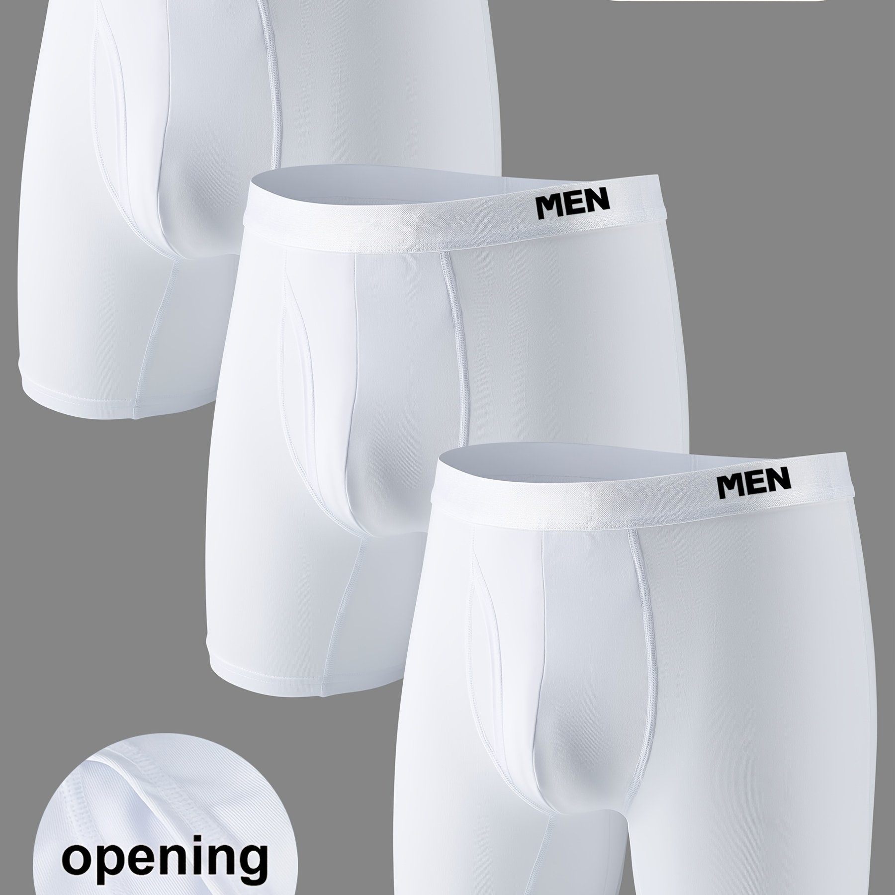 TEMU 3pcs Set Of Premium Solid Black And White Long Boxer Briefs For , Style, Soft And