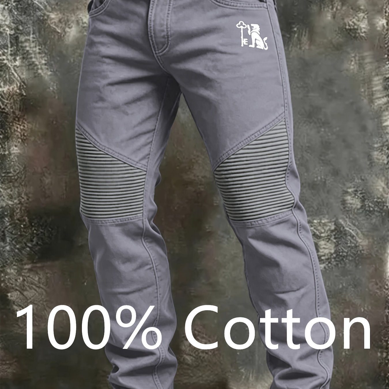 Image of Men's Pure Cotton Ribbed Knee Trousers, Tactical Multi- For Men