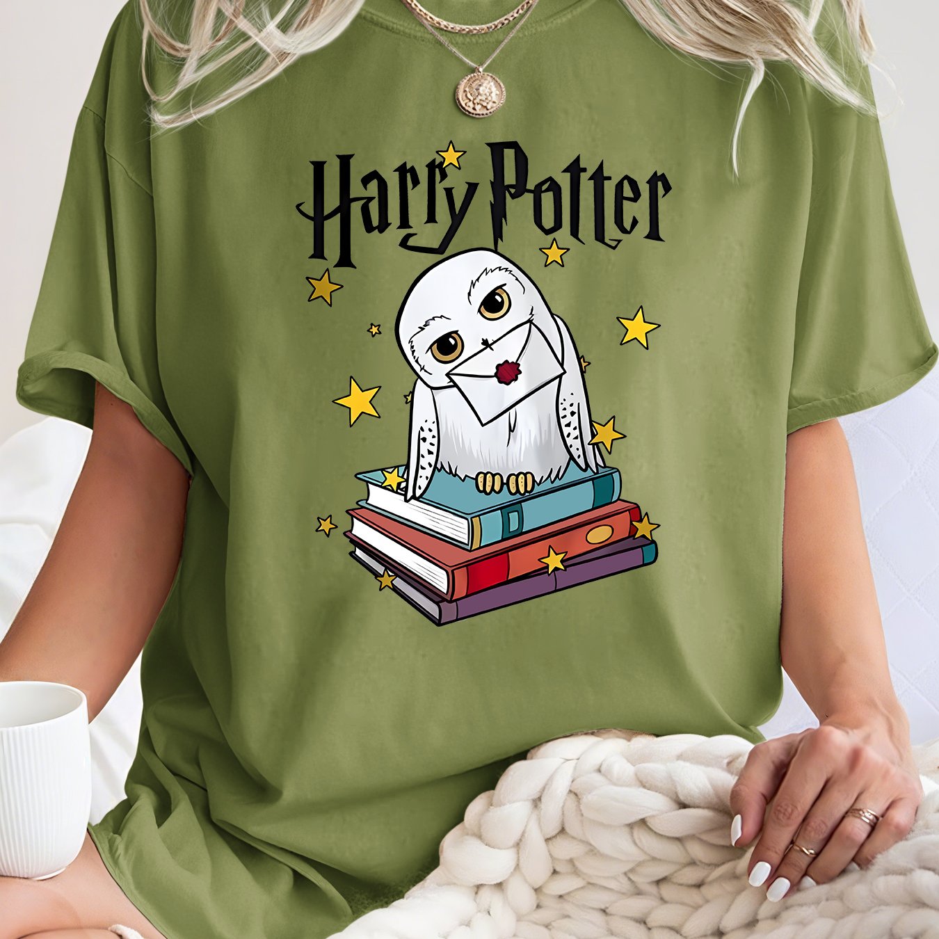 TEMU Harry Potter Hedwig Cartoon Print Women's Short Sleeve T-shirt | Owl Messenger Fun Pattern Short Sleeve | 2026 Summer Clothing | Easy Individual