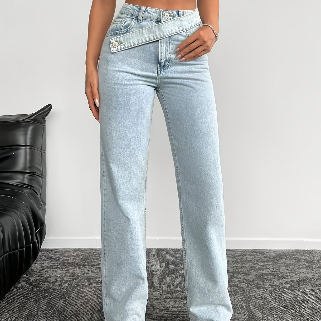 Image of Asymmetrical Straight-leg Women's Jeans