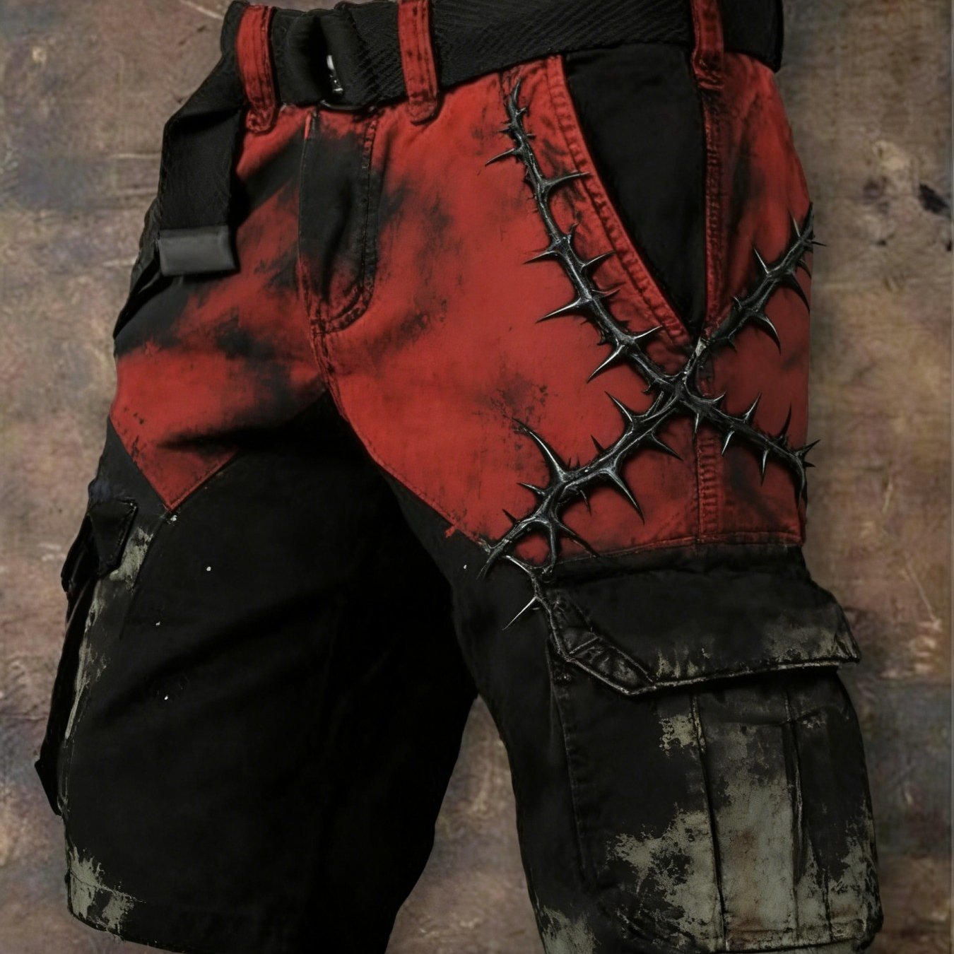 Single-piece Pants (no Belt) Not Denim Size New European And 2d Retro Art Printing, Trendy Five-point Tooling Shorts, Casual Men's Pants, Gift- Products