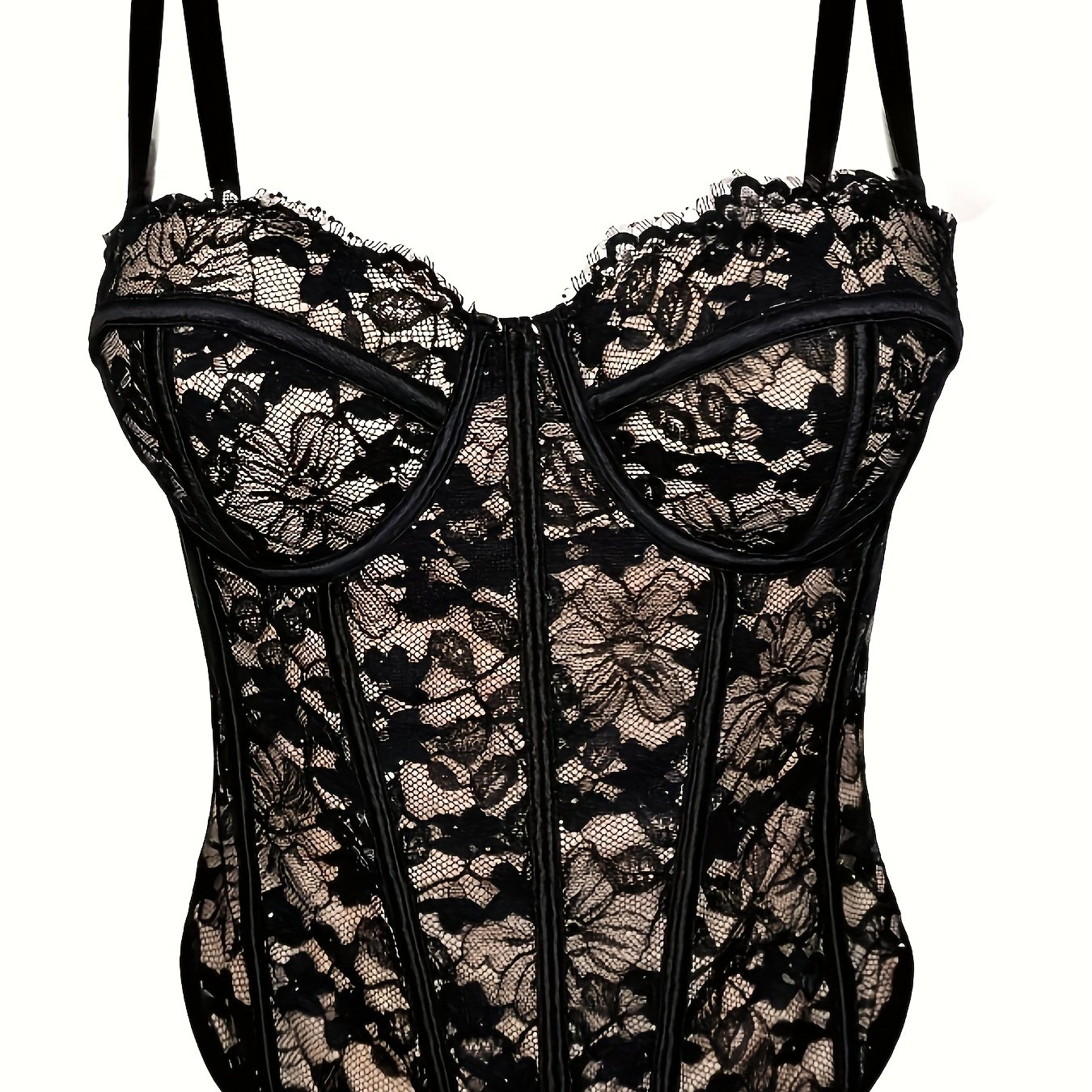 TEMU #9211 Lace Design Camisole Vest, Elegant Niche Shaping Underwear, Women's Inner Wear Outer Wear Ribbed Top, Women's Tight Corset