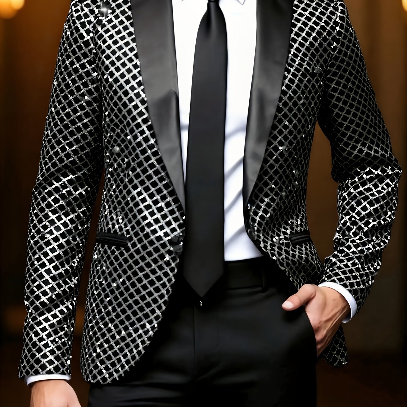 TEMU Men's Jacket, Stage Performance Party Focus Style Banquet Outfit, Slimming Trendy Coat