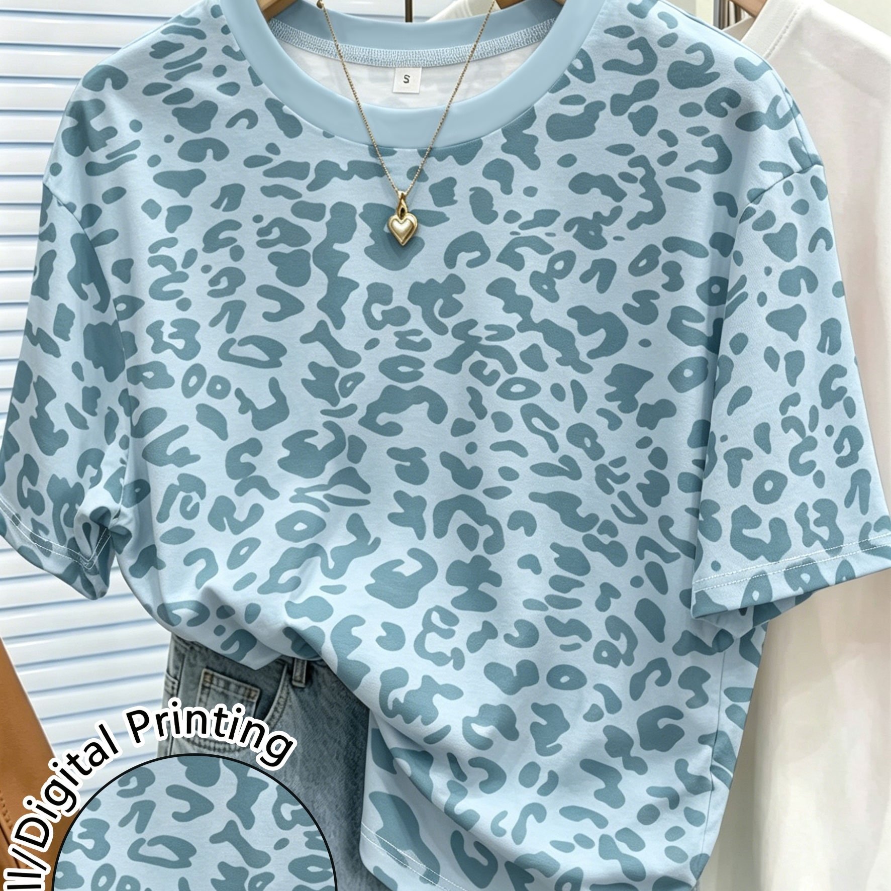 TEMU Women's Printed Crew Neck Short Sleeve T-shirt, Casual Comfortable Versatile
