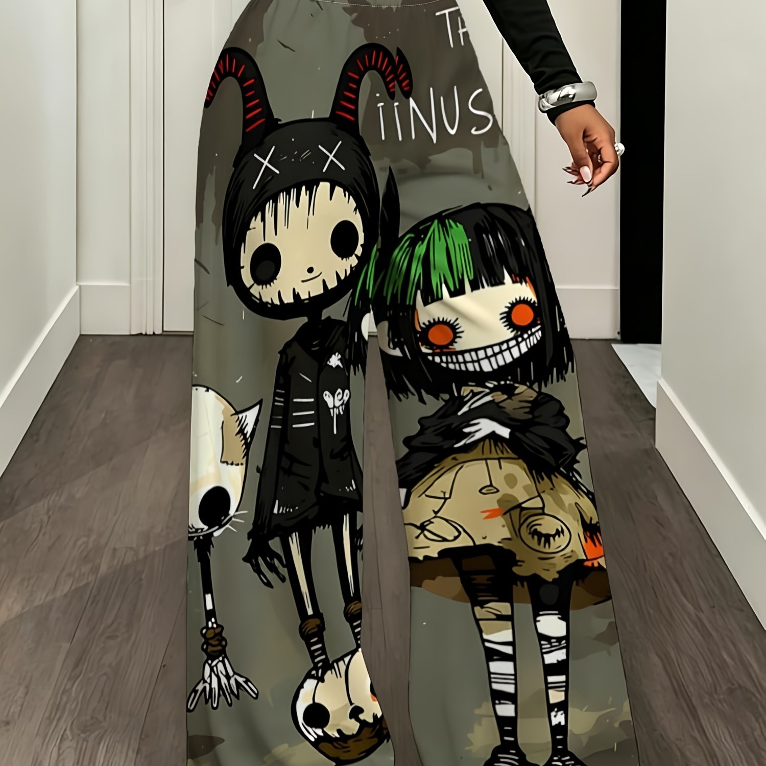 TEMU [printed Design - Not Textured] Gothic Kawaii Cartoon Print Women's Pants, Mixed Colors, Available In Various Sizes, Stylish And Comfortable,