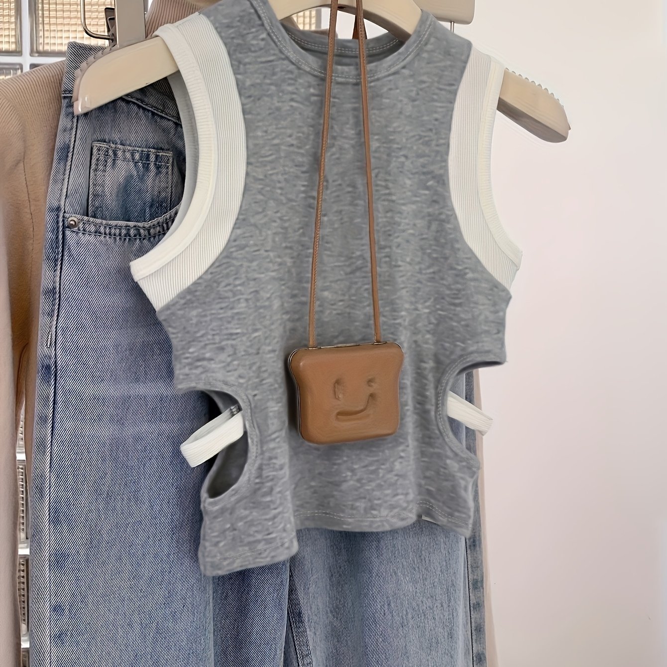 TEMU 【レディース】 ファッション コン タンクトップ ウエストカットアウトデザイン