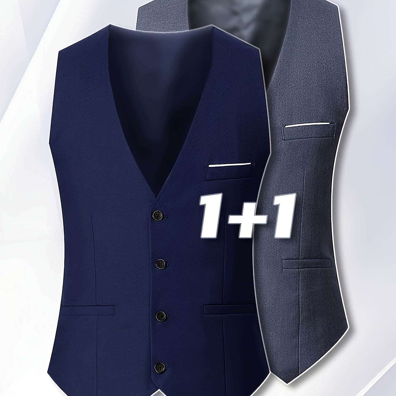 TEMU 2 pezzi 1+1 Abito da pezzi con abbottonatura singola, gilet slim fit, stile per , design slim fit a , con bottoni, gilet da casual con scollo a