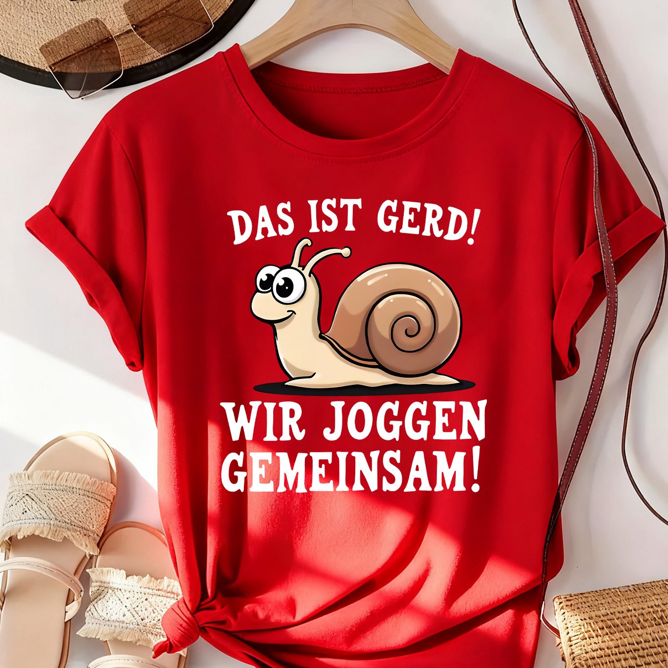 E-shop Damen-T-Shirt mit Textaufdruck „DAS IST GERD“ – Lässiges Kurzarm-Top mit Rundhalsausschnitt Schriftzug, maschinenwaschbare Freizeitkleidung für