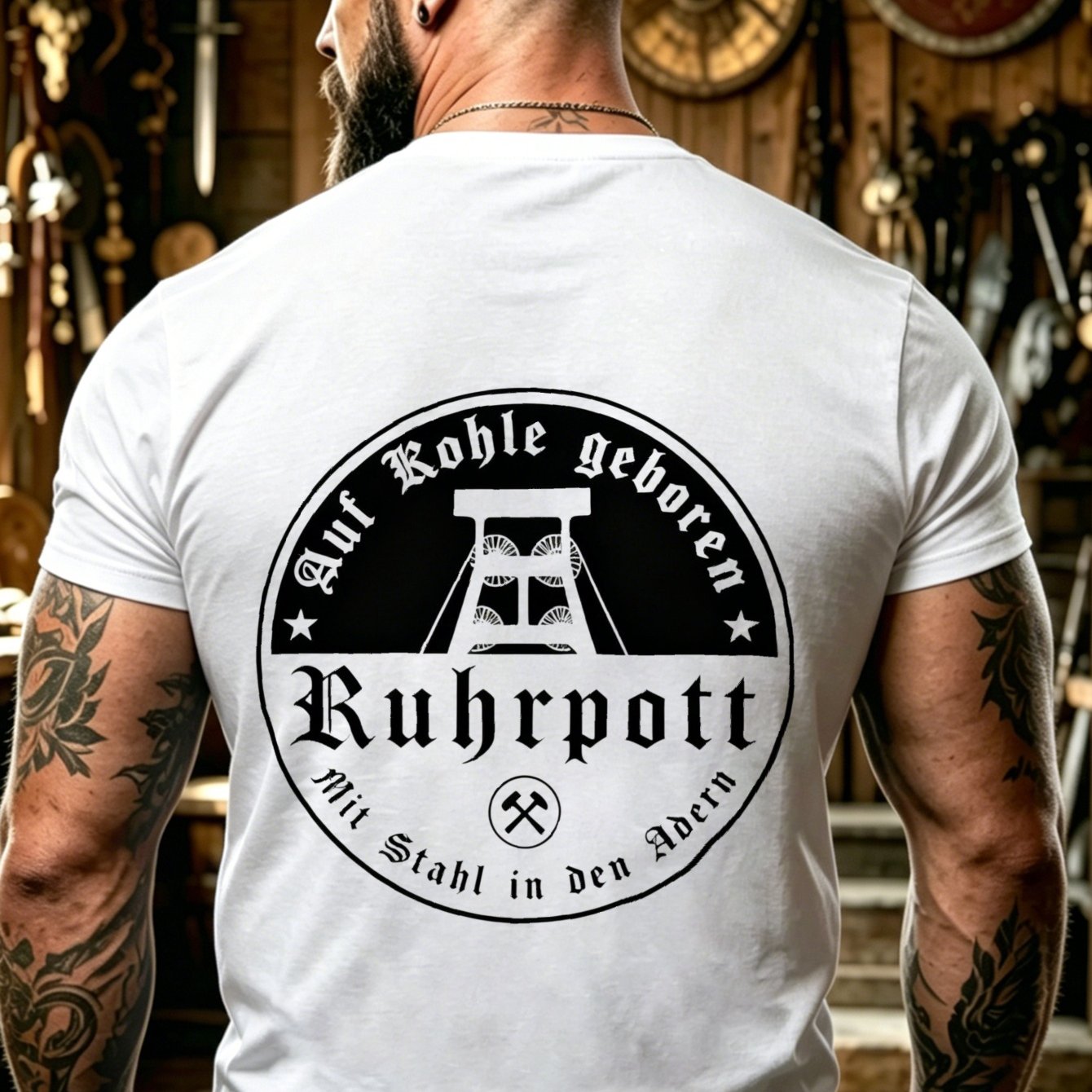 Black T Shirt With Graphic And German Text For Casual Wear