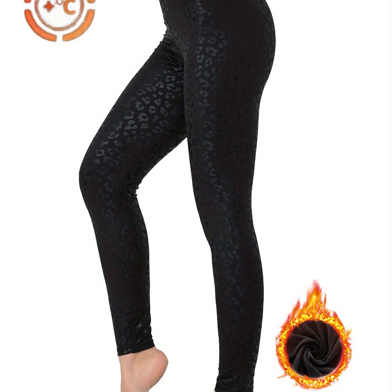 E-shop Damen Yoga-Hose, ganzflächig bedruckt, winterlich, thermisch gefüttert, dick, warm, hohe Taille, mit Bauchkontrolle, geeignet für