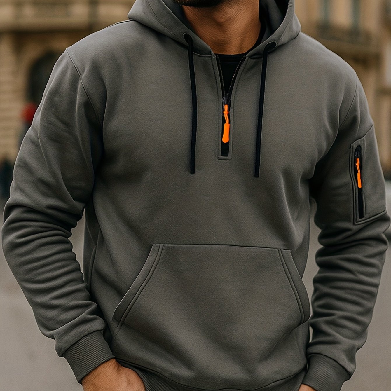 TEMU Sudadera con capucha de moda para hombre, estilo europeo y americano, con cremallera para exteriores, esenciales de otoño. y cómoda, resistente