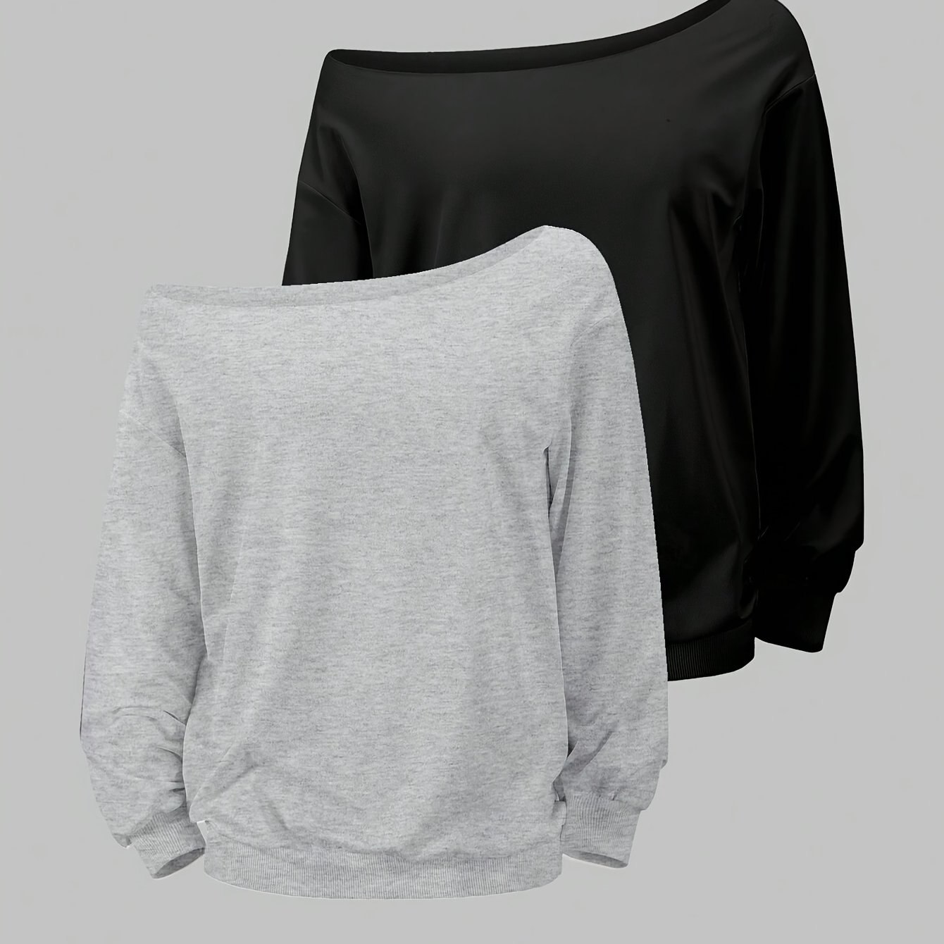 Spring Summer Women's Off-shoulder Long Sleeve Casual Top 2pcs Set