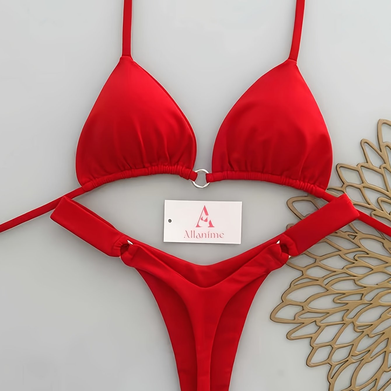E-shop Neuer Strand Pool Party Sexy Lässige Mode Einfarbig Halter Bikini Schlitz Badeanzug Damen