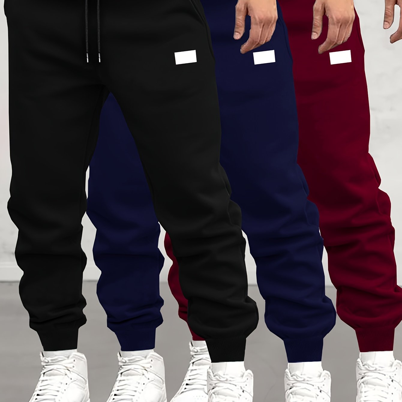 TEMU Set Of 3 Sweatpants, Men's Casual Joggers, Comfortable Autumn And Winter Sports Pants, Winter Leisure Outdoor Tapered Pants