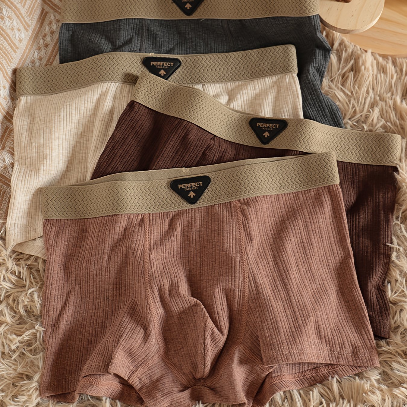 Random 4pcs Multi-pc Men&;s Ribbed Boxer Briefs, Breathable Cotton, Plus Size, Skin-friendly, Four-corner Underwear, Youth Student Trendy Shorts