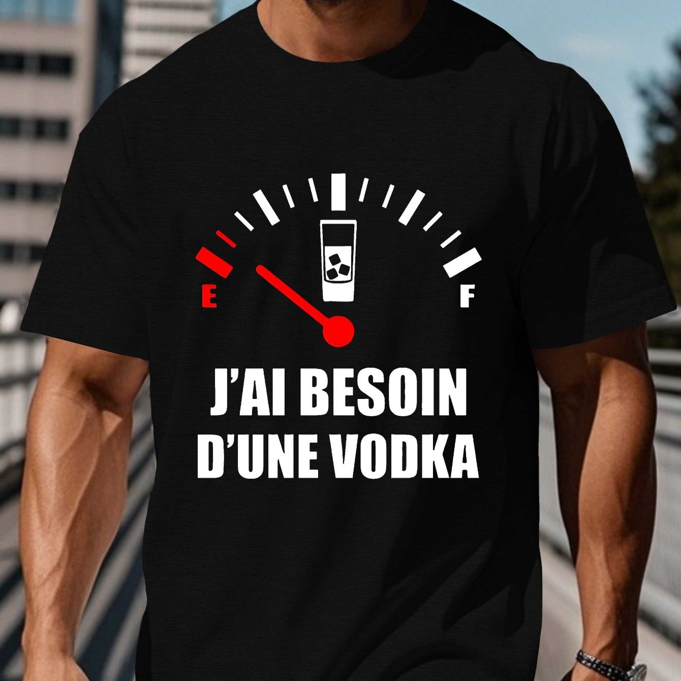TEMU T-shirt VODKA pour hommes à manches courtes - Haut d'été