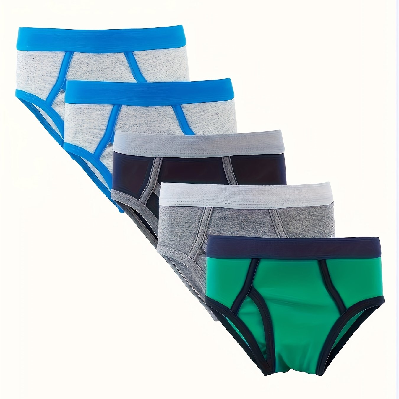 5-pack Hohoh Boys' Soft Cotton Underwear - Solid Grey Briefs, Triangle Low-rise, Comfortable Casual Casual Attire, Machine Washable ' Panties (5 Pack)