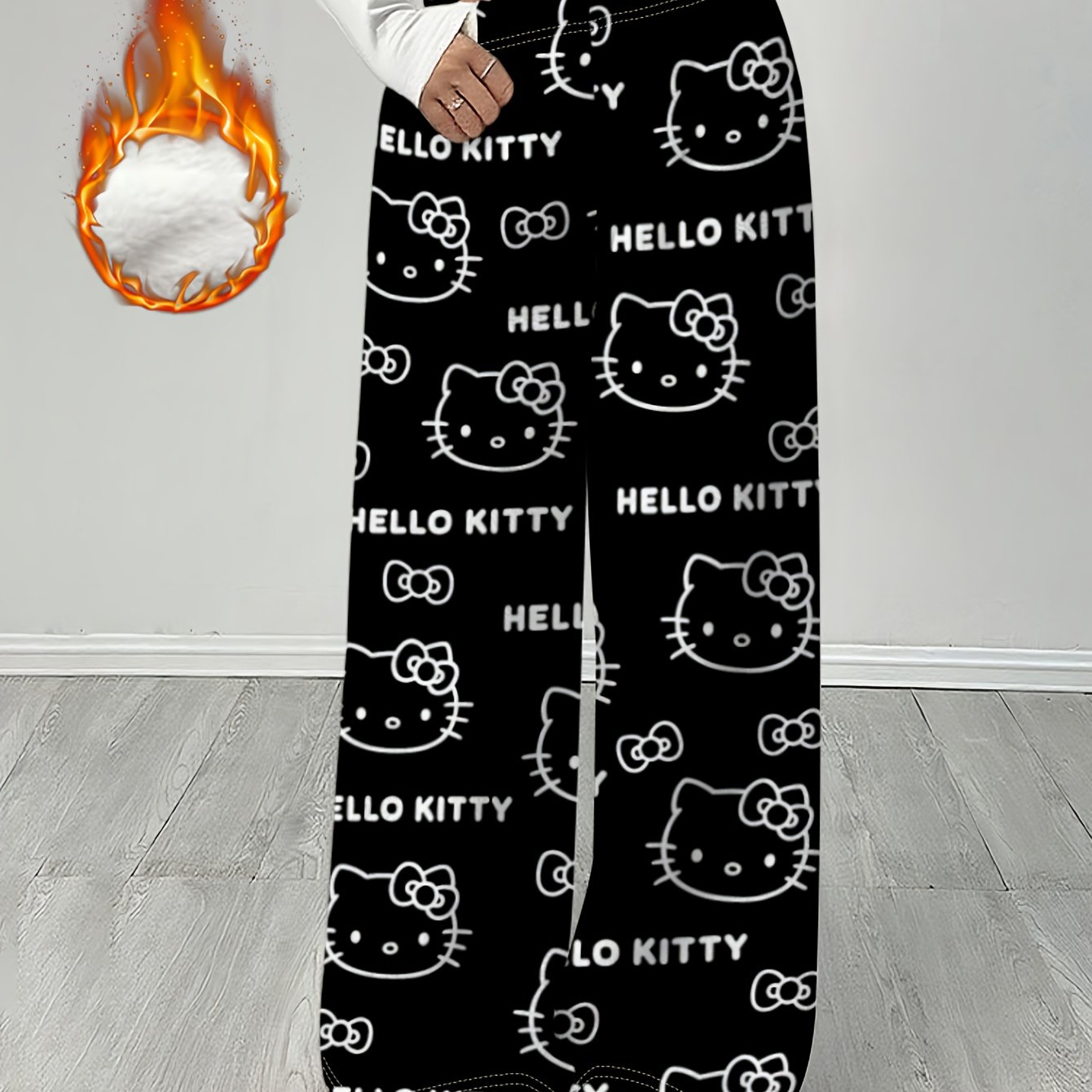 Youth Autumn/winter -lined Thickened Pants - For . The Plush Fabric Is Soft, Warm, And Features A Loose Fit. Casual, Relaxed-fitting Pants Are Perfect For Daily . Adorable Cartoon-printed Pants