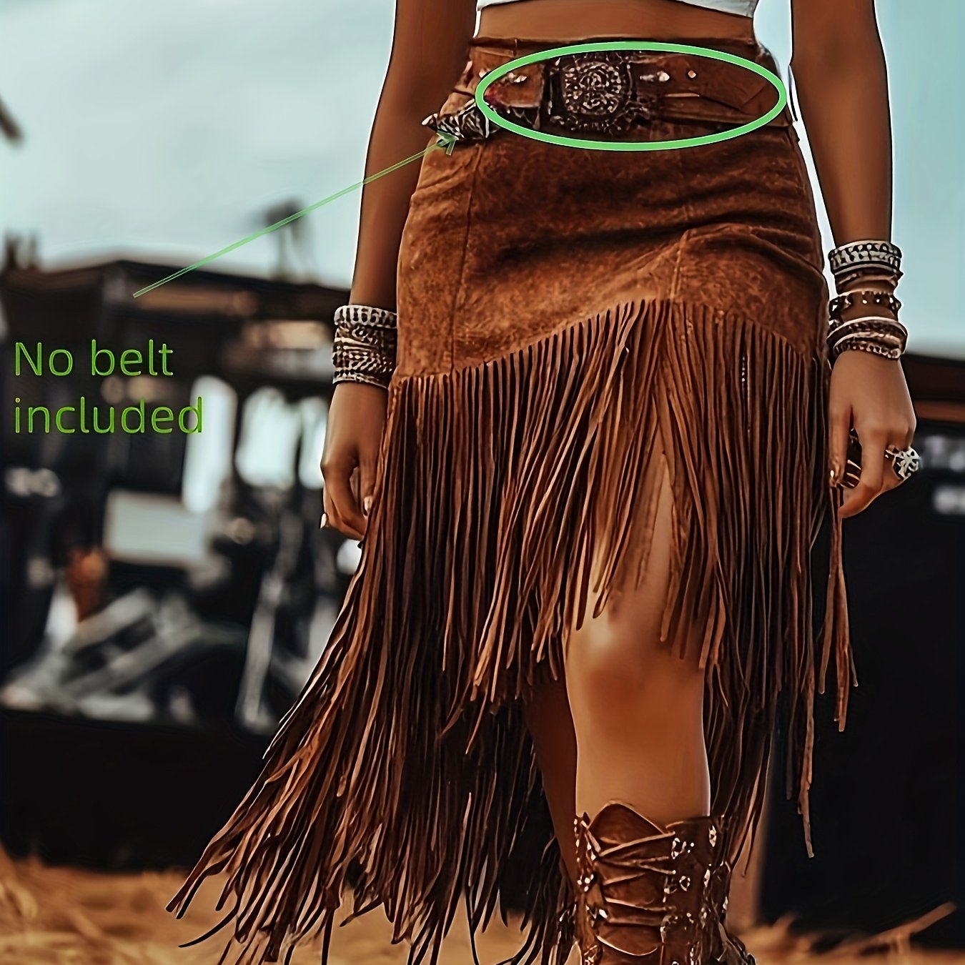Ladies' Bohemian Western Style Tassel Skirt (without Belt)