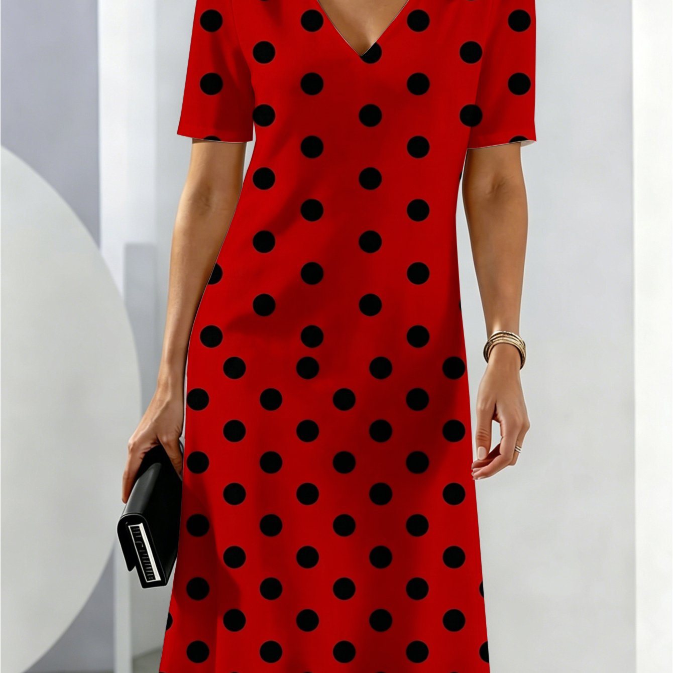 Women's Summer Dresses Red Black Polka Dot Pattern Breathable And Comfortable Summer Wear Cool And Breathable Friendly Elegant Style