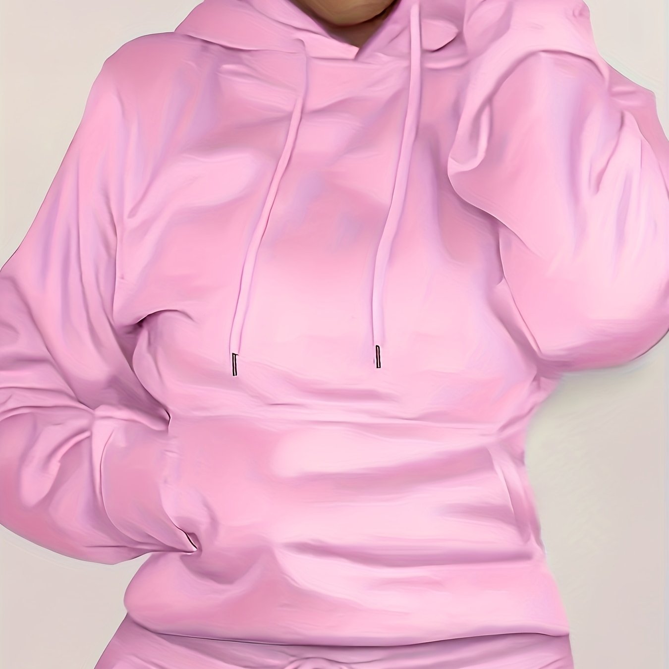 TEMU Solid Color Hooded Pocket Sweatshirt
