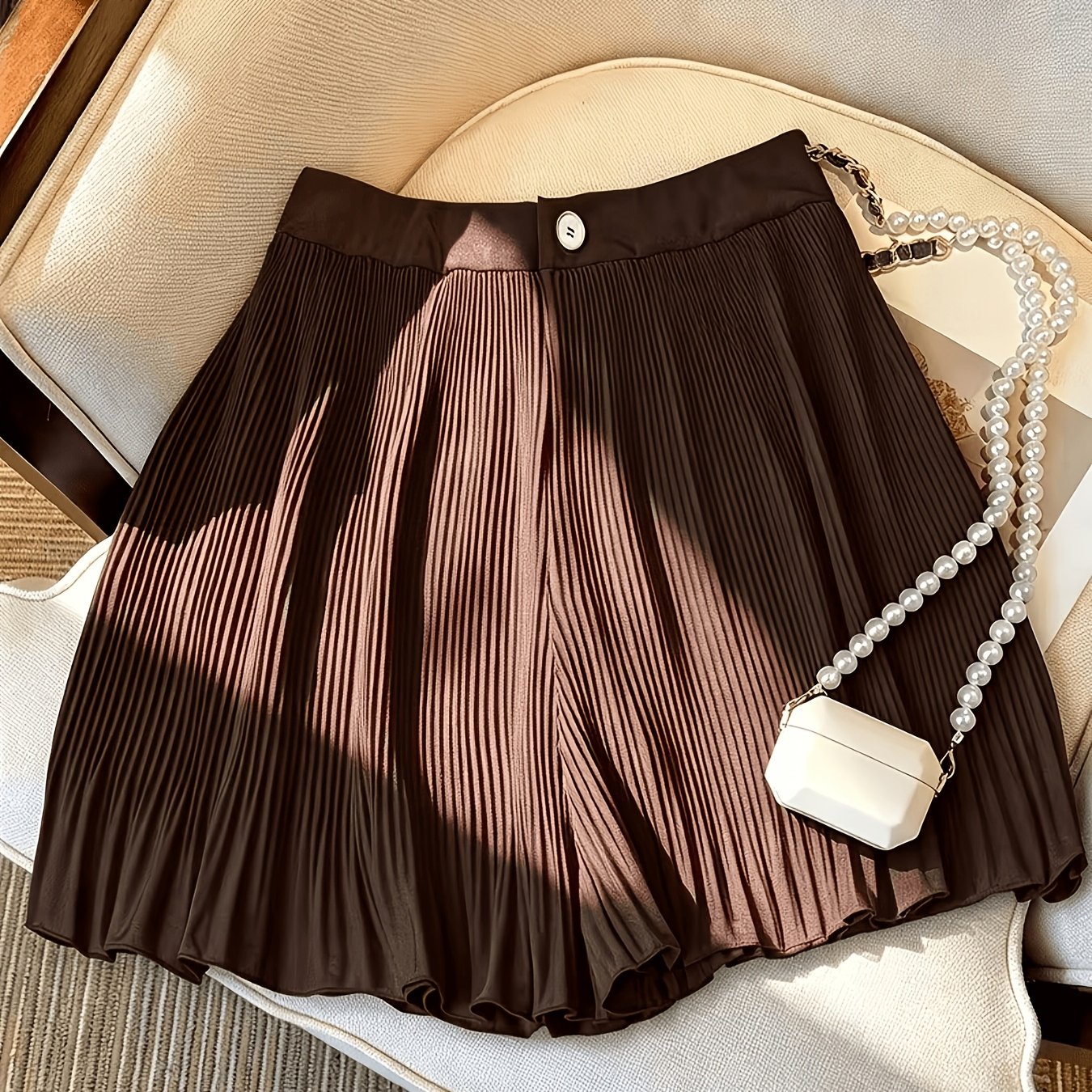 TEMU Women's Fashion Solid Color Loose Fit Casual Shorts