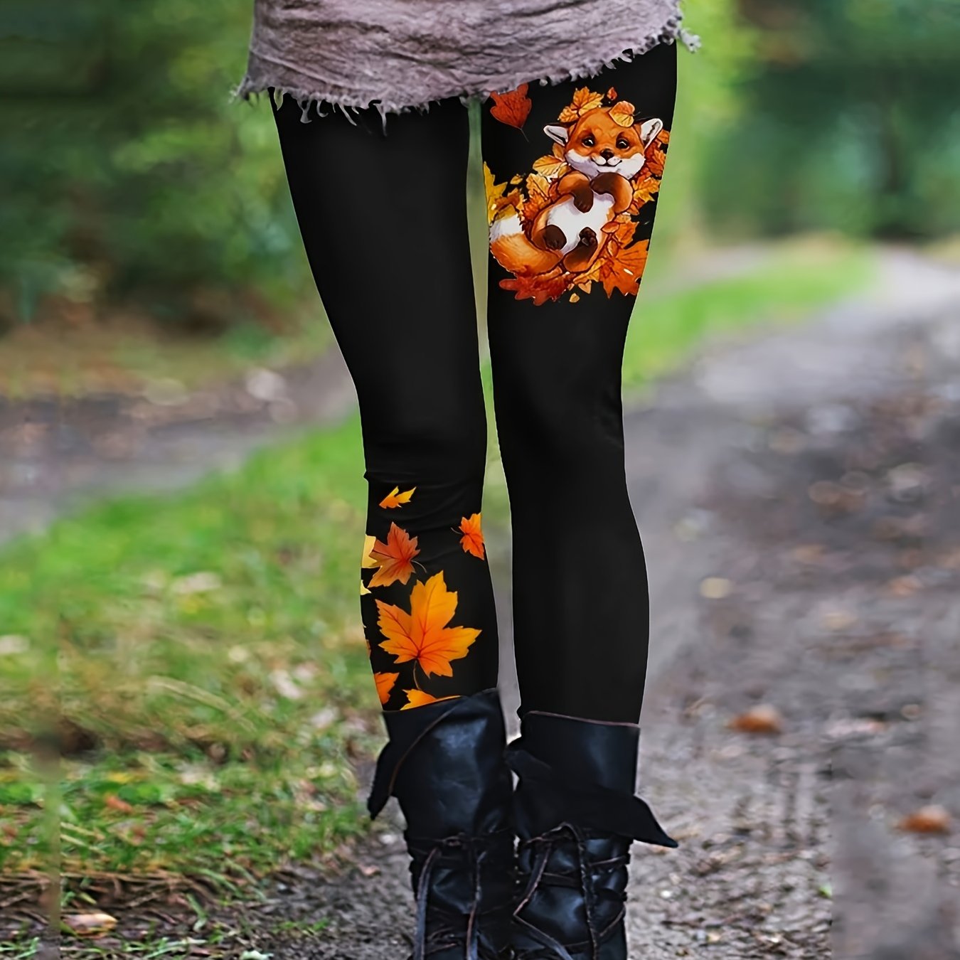 Leggings Featuring Autumn And A Design, Suitable For Women And Fashionable For : Spring, Summer, Autumn, And Winter