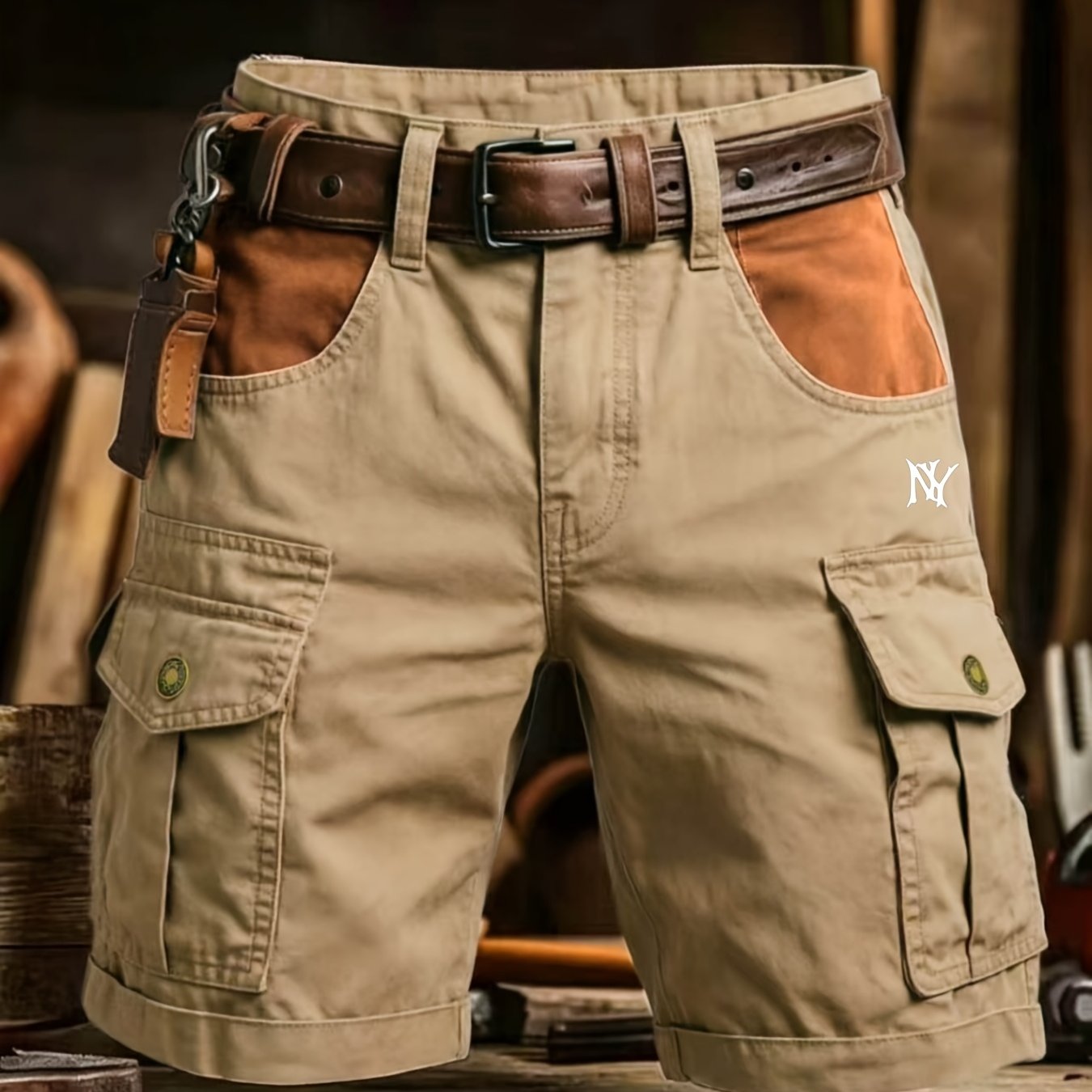 100% New Style Summer Fashion Men's Color-block Cargo Shorts Casual Multi-pocket Jogging Commuter Shorts