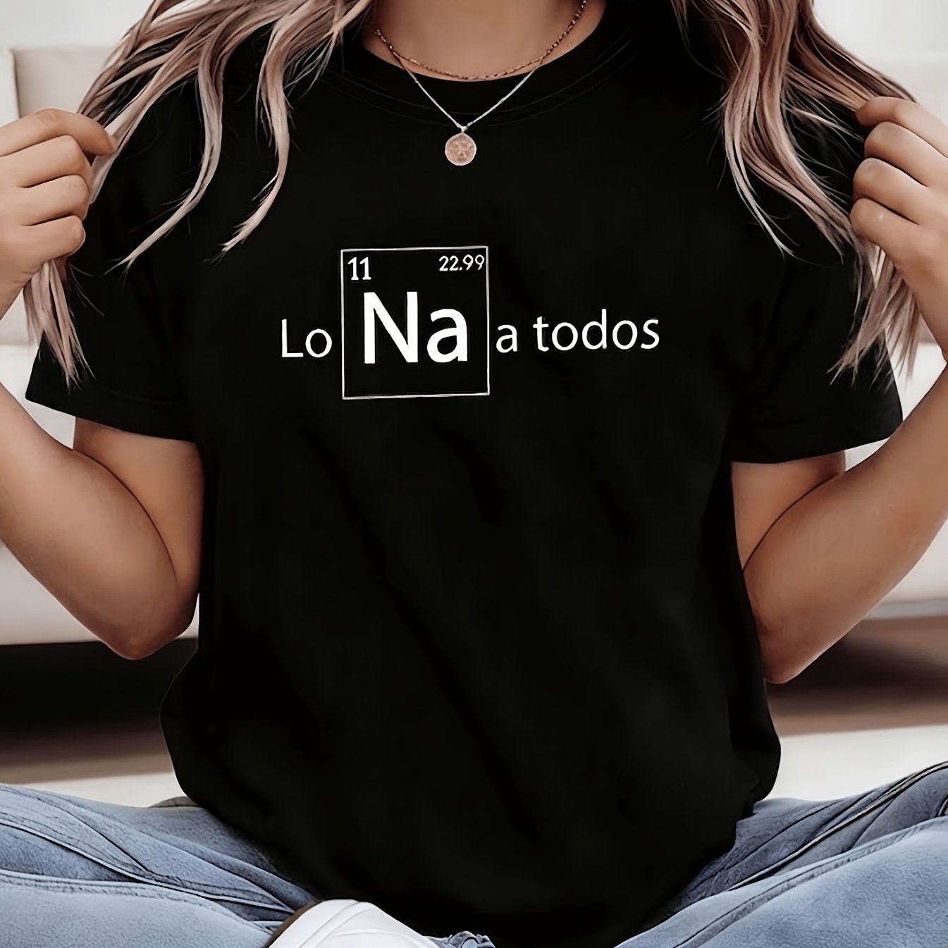 TEMU Camiseta de manga corta y cuello para mujer con la estampilla ' a ', para salidas informales, regalos de vacaciones y reuniones con en y verano