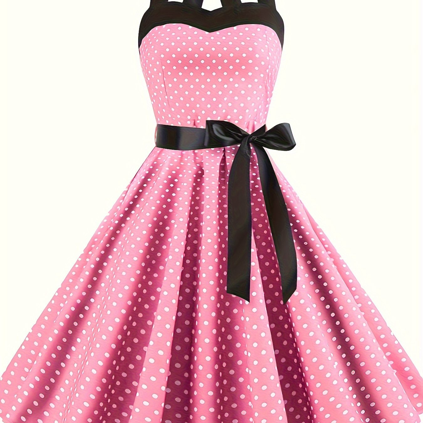 plus-size-pin-dot-print-bow-tie-waist-dress-elegant-tie-back-temu-new