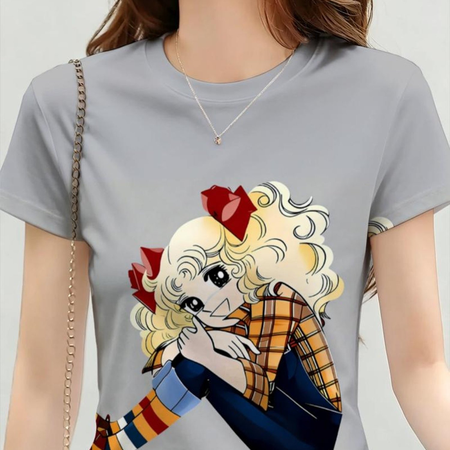 TEMU [printed Design - Not Textured] Women's Fashion T-shirt, Cartoon Print, Casual Everyday Wear, Comfortable And Breathable, Suitable For Women, ,