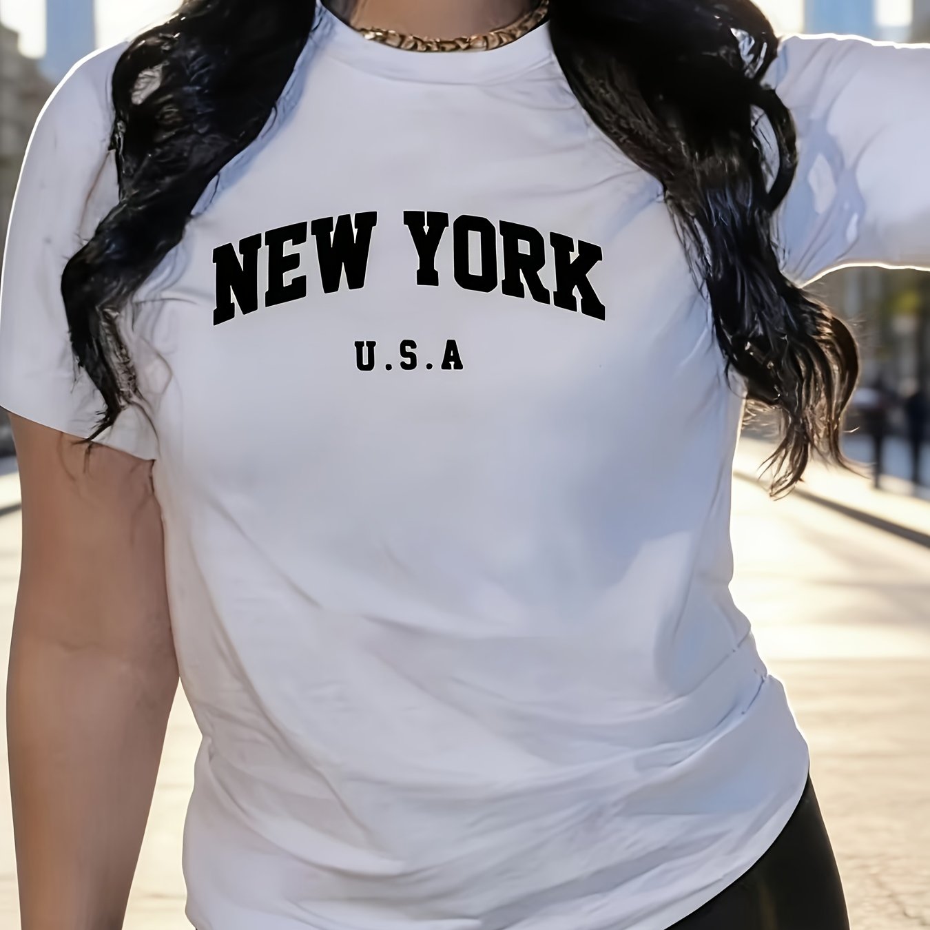 TEMU Camiseta Elegante para Mujer, Estampado de de , Manga Corta, Cuello , y Cómoda - Casual para de y Verano