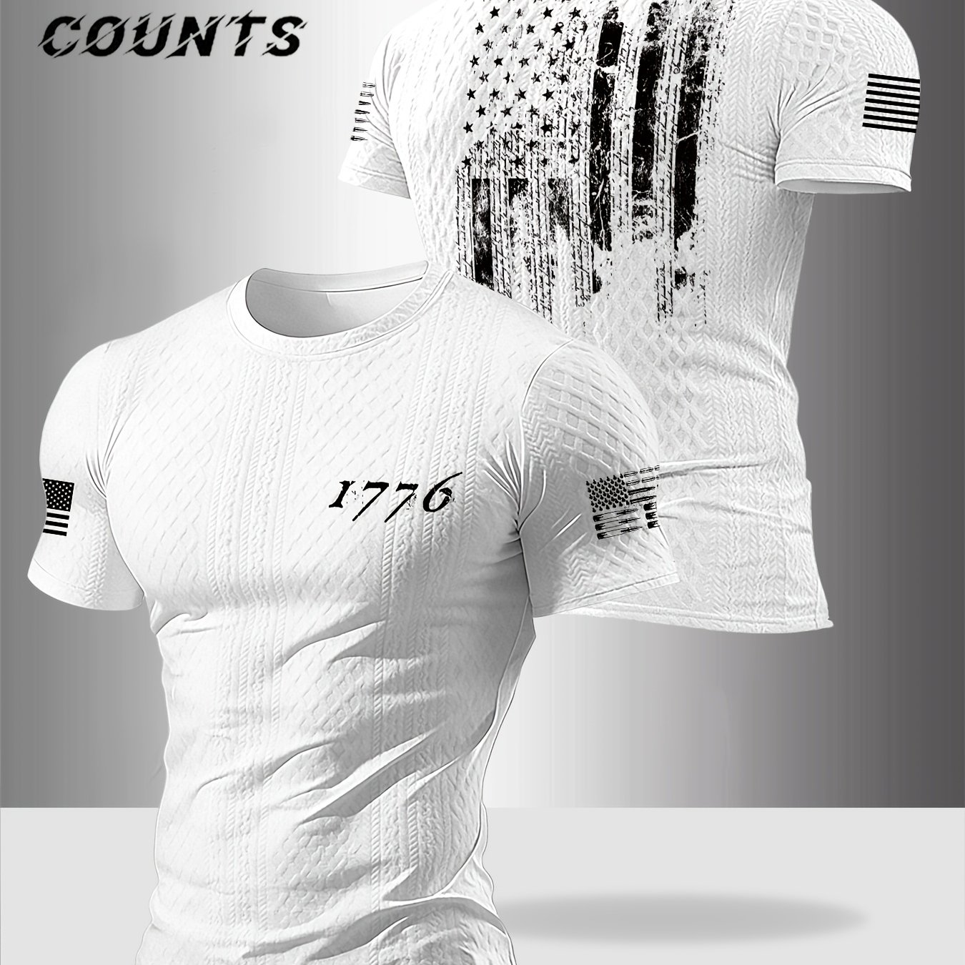 TEMU Men's Round Neck Textured Fabric Short Sleeve T-shirt, Suitable For Summer Casual Sports