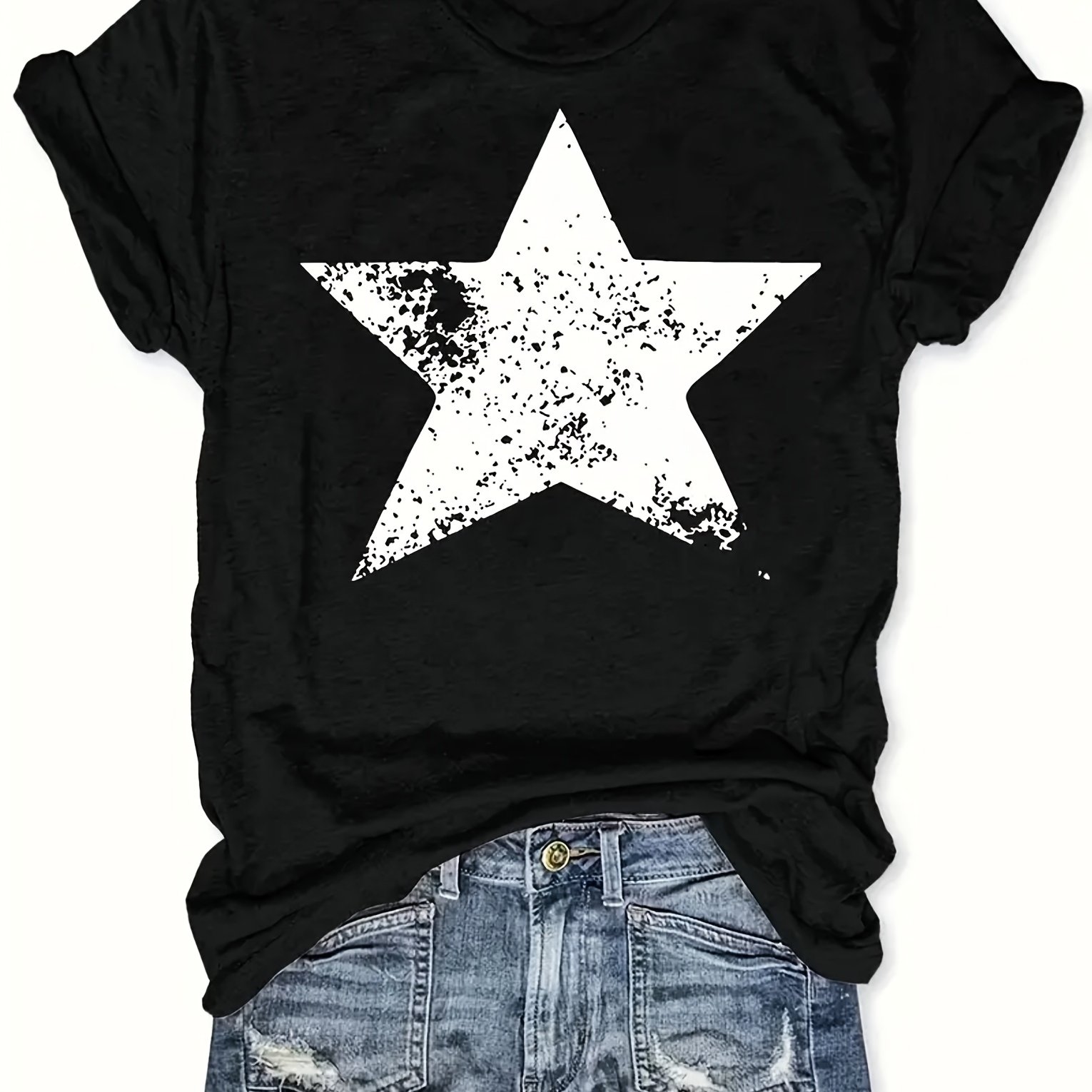 TEMU Graphic Print T-shirt, Short Sleeve Crew Neck Casual Top For Summer And Spring Women's Clothing