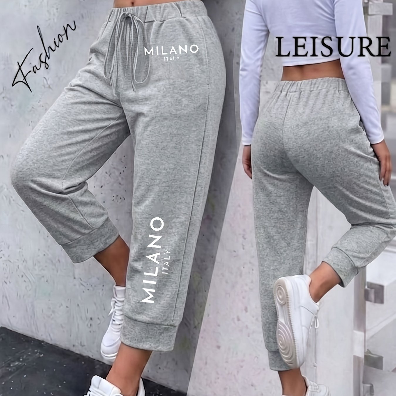 TEMU Women's Fashion Geometric Pattern Casual Capri Pants