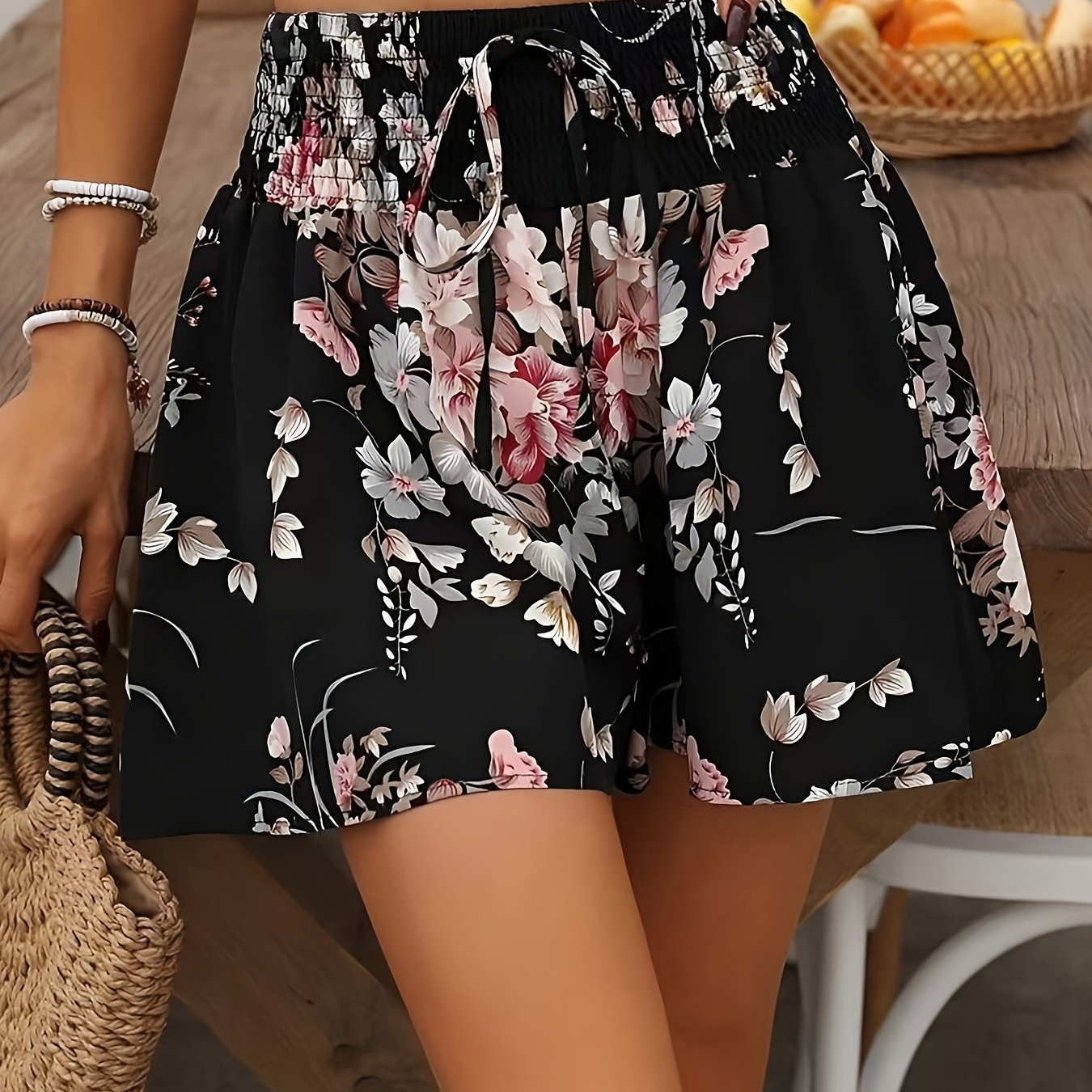 E-shop Zielgerichtete europäische und amerikanische Mode Trendy Rock Hosen Damen Einfarbig Taillen Weitbein Shorts