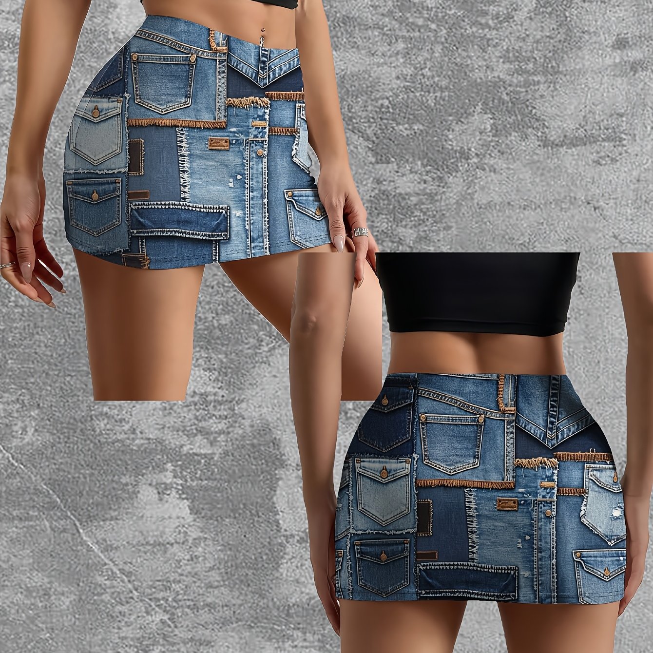 TEMU Single Piece High-waist Tight Hip Super Short Skirt Women's Hot Stretch Mini Half-length Skirt