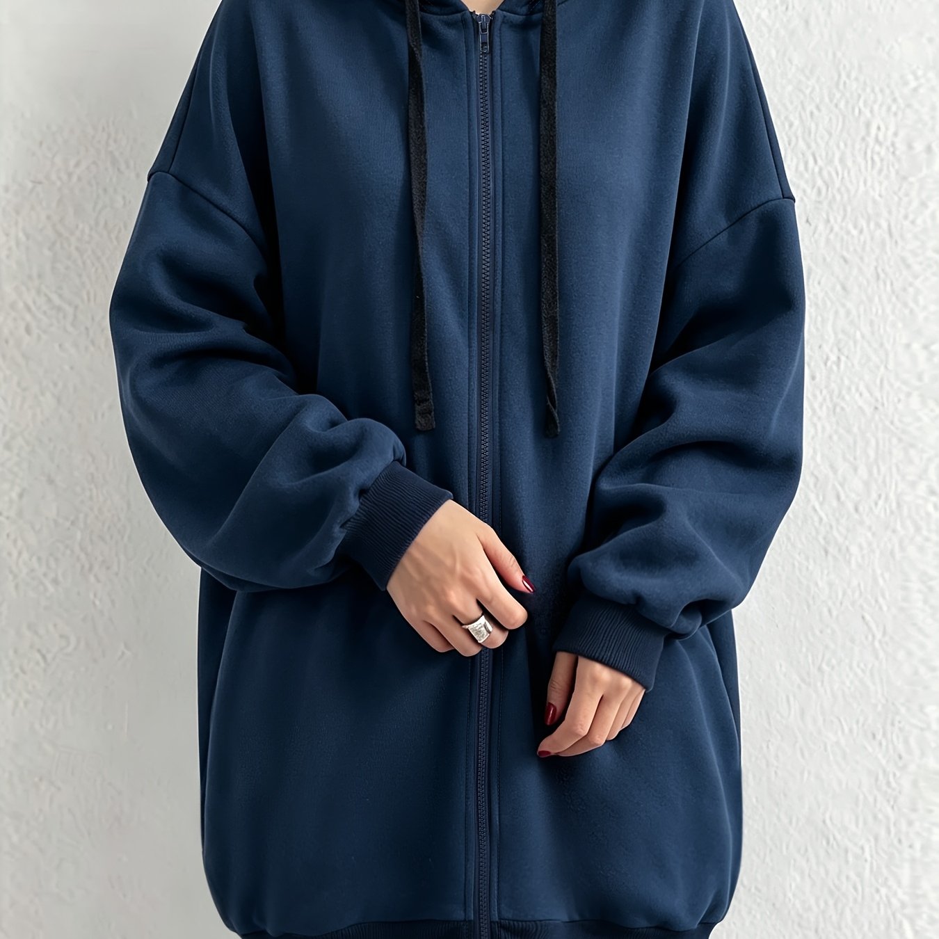 TEMU Plus Size, Plus-size Women's Jacket, Fashionable Casual Hooded Pocket Zip-up Sweatshirt Jacket For Outdoor Streetwear And Daily Wear, Fit, For