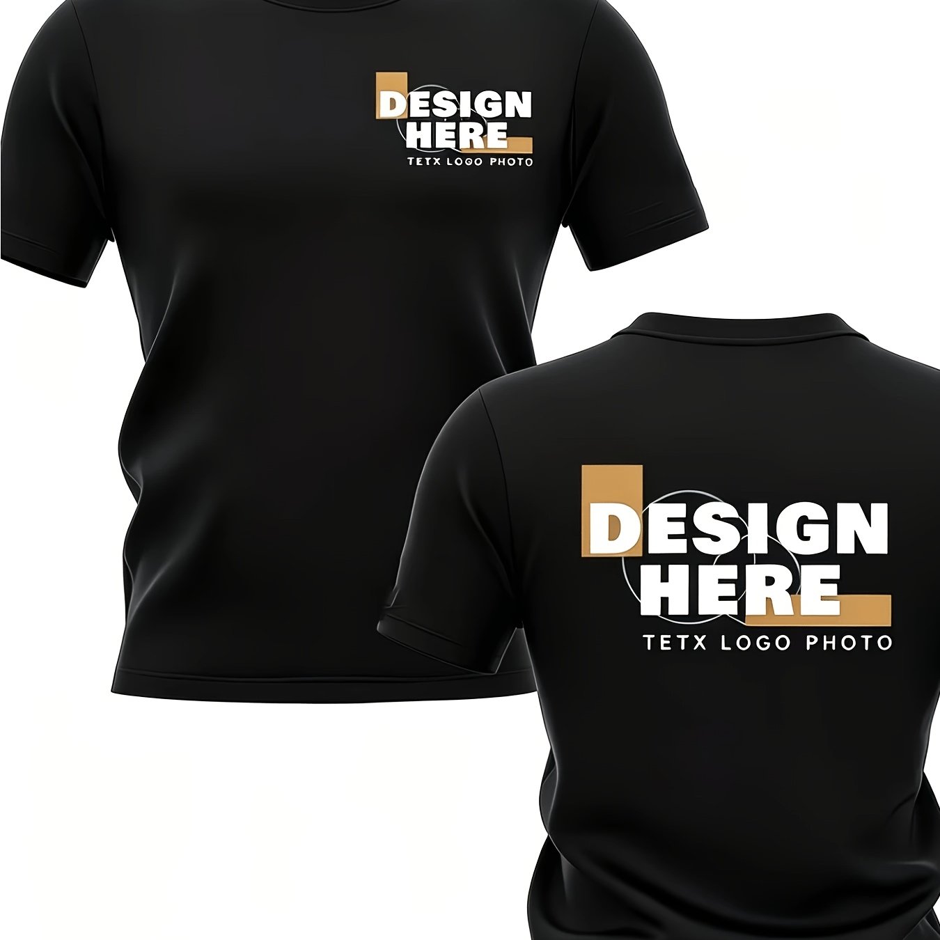TEMU T-shirt personnalisé pour homme, impression sur le et le dos, images, textes et logos personnalisables, sweat-shirt d'été respirant à manches