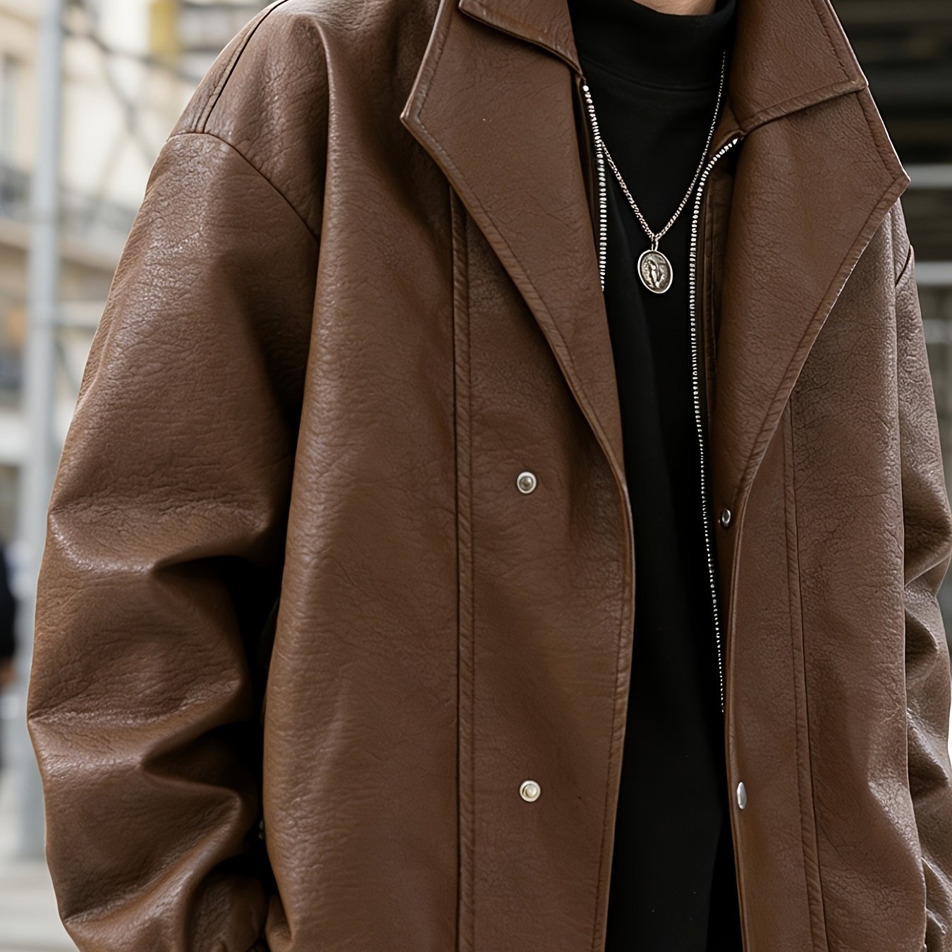 TEMU Obm Spring/autumn New Style Trendy Solid Color Double Lapel Dual Closure Men's Jacket, Simple Suit Men Coat High Quality Comfortable Mens