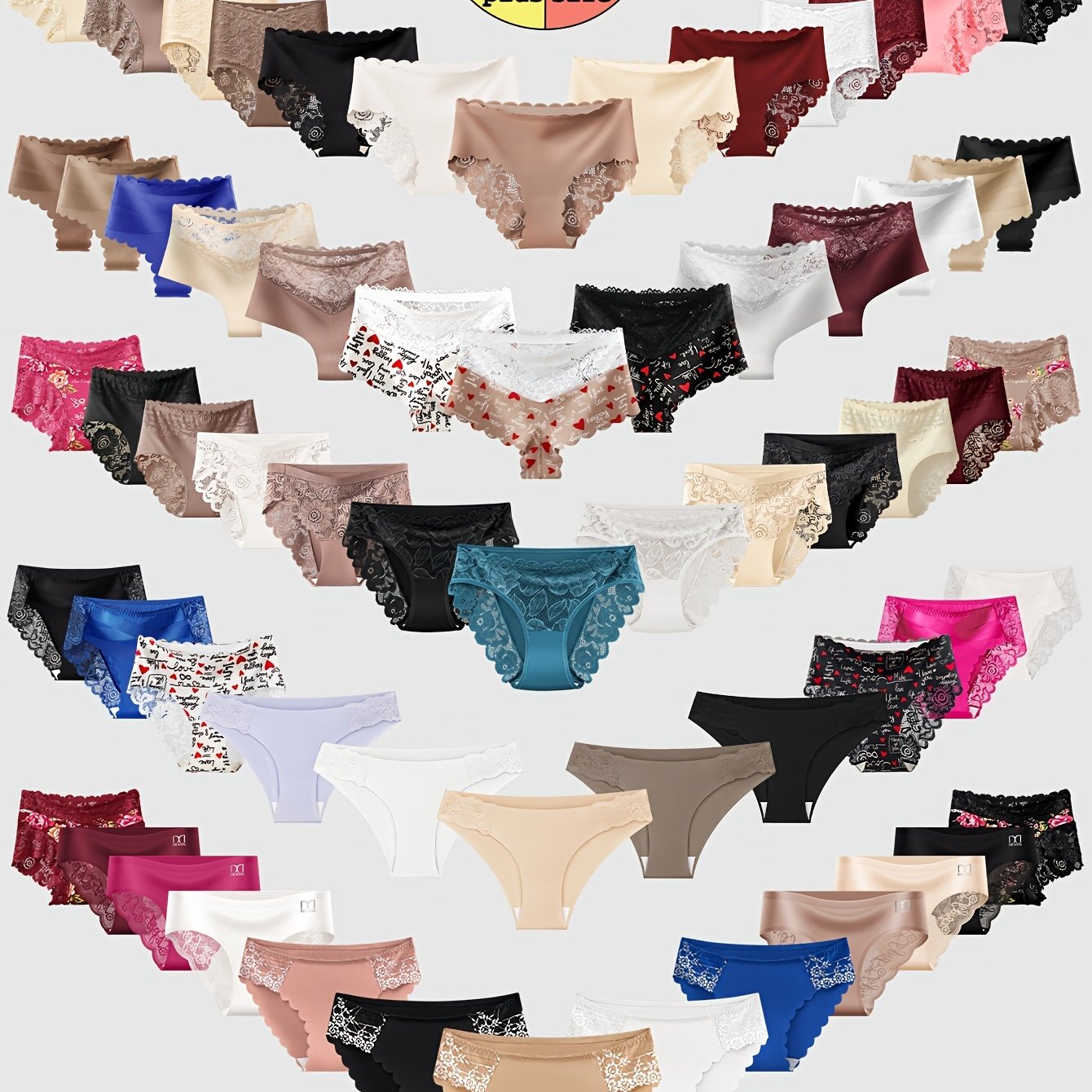 TEMU 10pcs Random Plus Size Women Lace Panties, Seamless Breathable Comfortable No Legs, Multi Color Multipack Ladies Underwear For Daily Wear