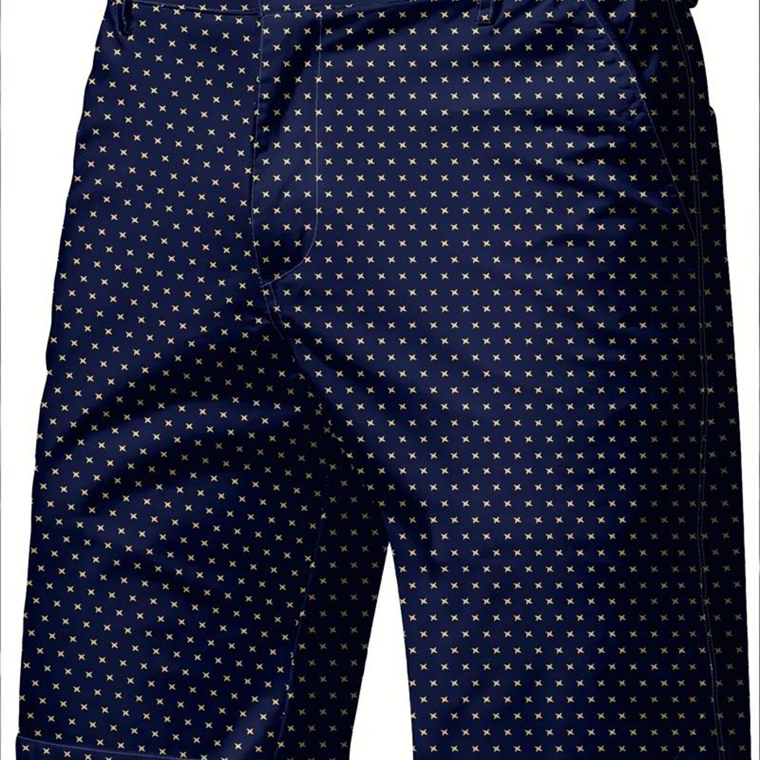 Men's Athletic Shorts, Casual , Navy Blue With Golden Geometric Pattern, Comfortable & Breathable For Daily Wear, Polyester Fabric, Multiple Sizes