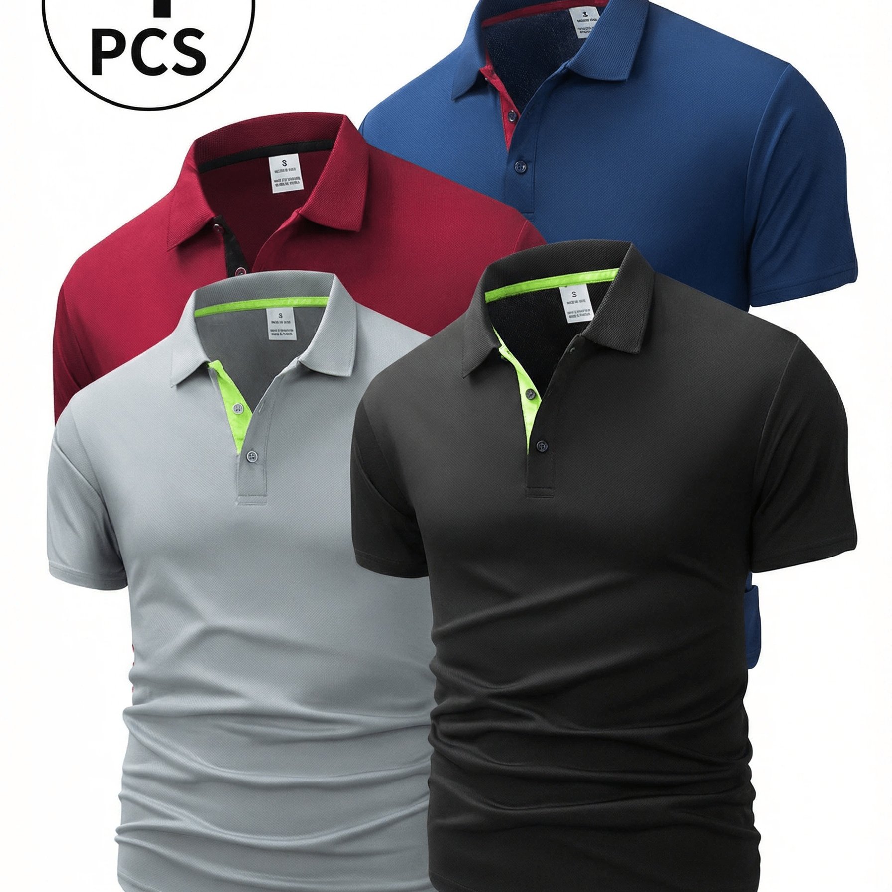 TEMU 4pcs New Summer Men's Short-sleeve Shirts, Multiple Colors , Classic Solid , Versatile And Stylish, Men's Golf Shirts, Shirts, Collar, Summer