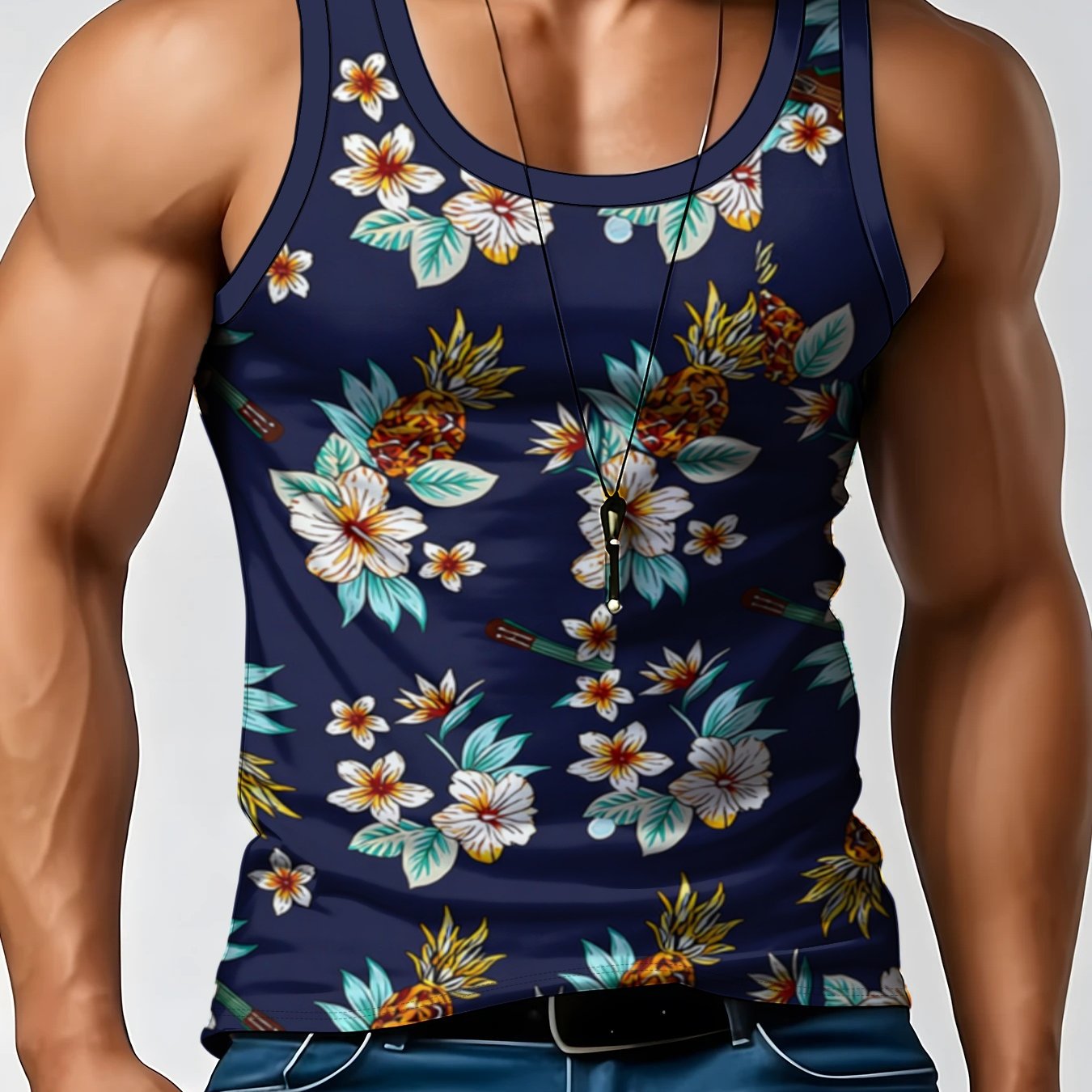 TEMU Casual Men's Sleeveless Vest, Lightweight Round Neck Summer Wear