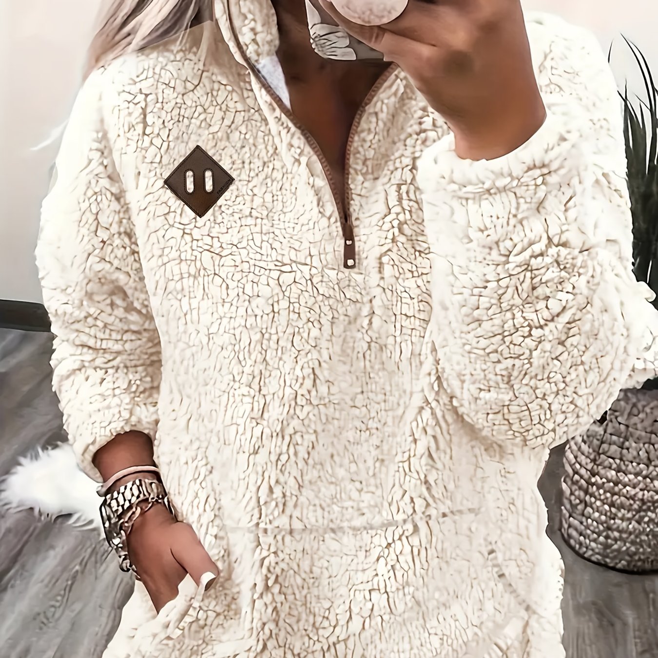 E-shop Modisches, elegantes Sweatshirt-Top mit kleinem Stehkragen und Reißverschluss im Directional-Style