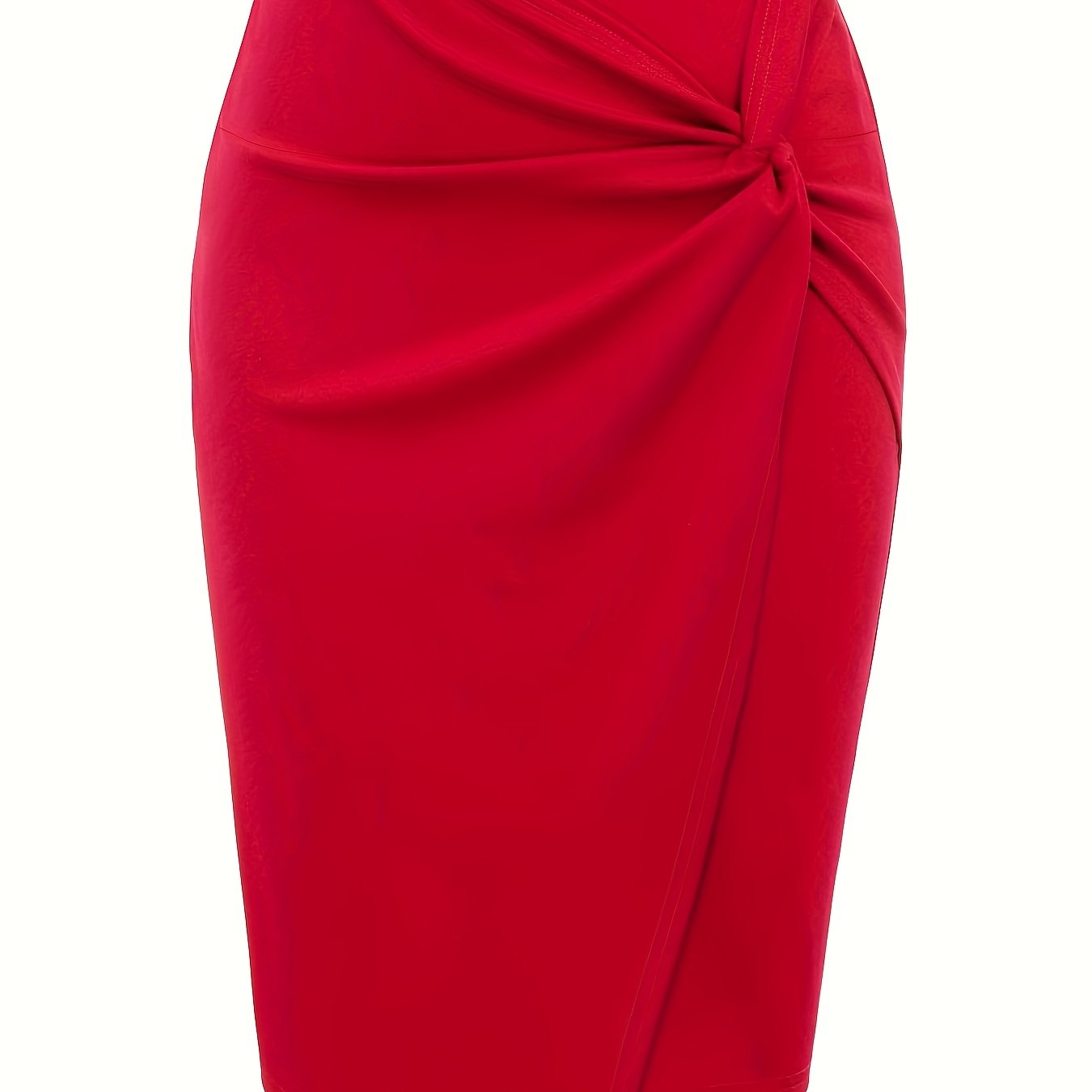 Image of Women's High-waisted Fitted Half Skirt With -wrap Design, Hip-hugging Style To Enhance , Easy And Versatile For Commuting, Work, And Daily Wear