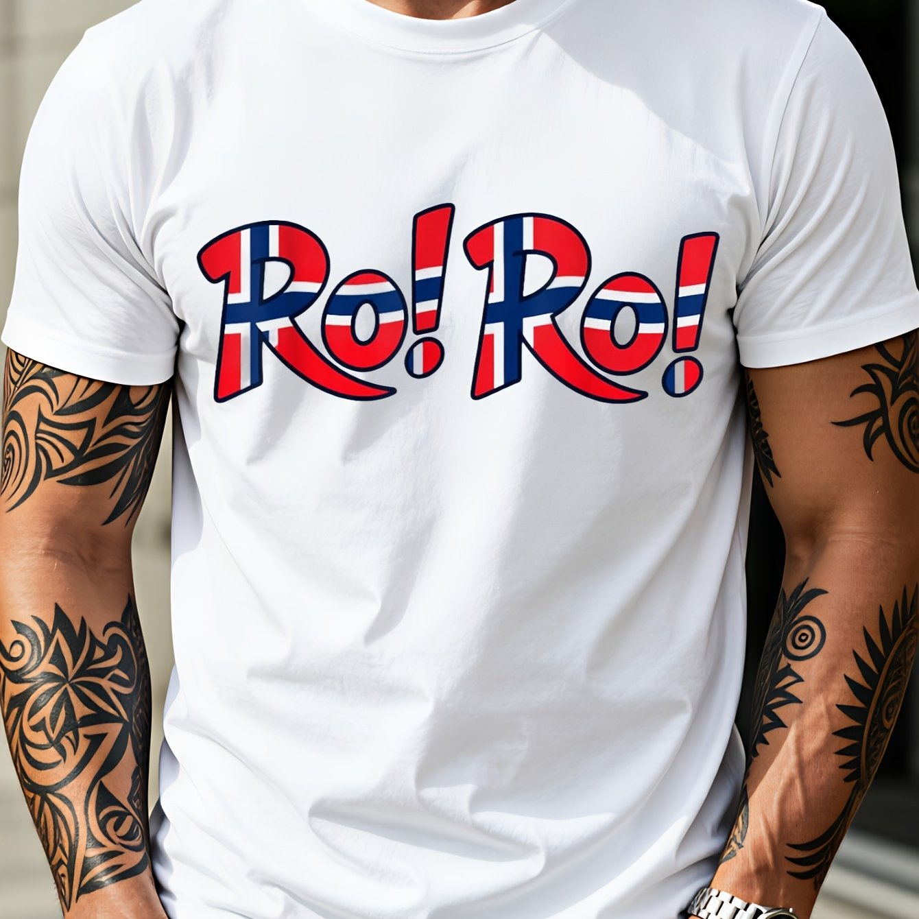 Image of Men' Norway & Graphic T-shirt - Nordic Football Fan Apparel, Cotton Short Sleeve Crew Neck Tee Suitable For Soccer Supporters, Casual Wear For Norway National Games, Machine Washable