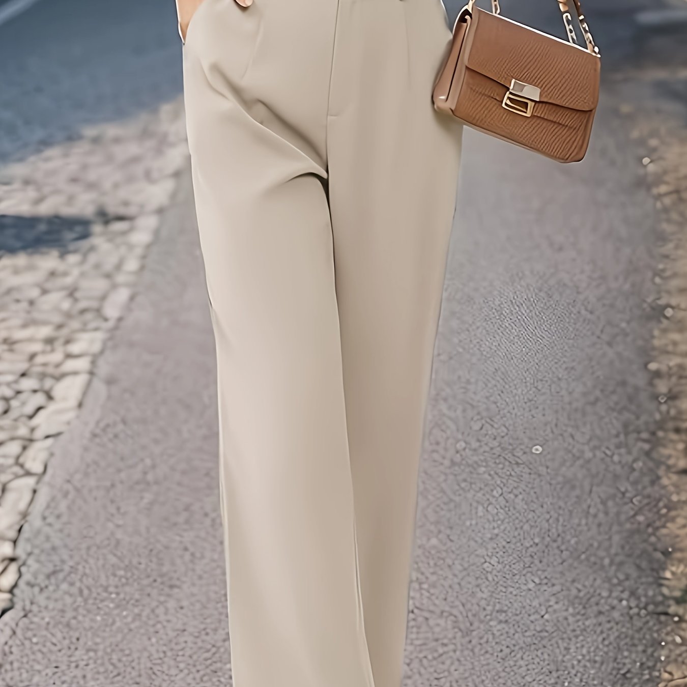 E-shop Elegante Damenhosen in Unifarben mit Geradem Bein, für Büro & Freizeit