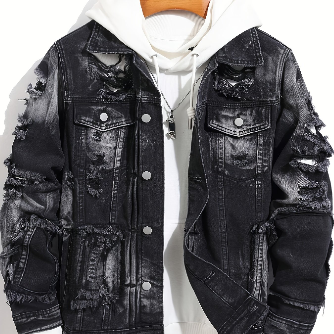 TEMU Hme 226 Autumn/winter New Arrival Streetwear Brand Men's Denim Jacket, Loose Fit For A Relaxed And Comfortable Look, Flattering On All Body