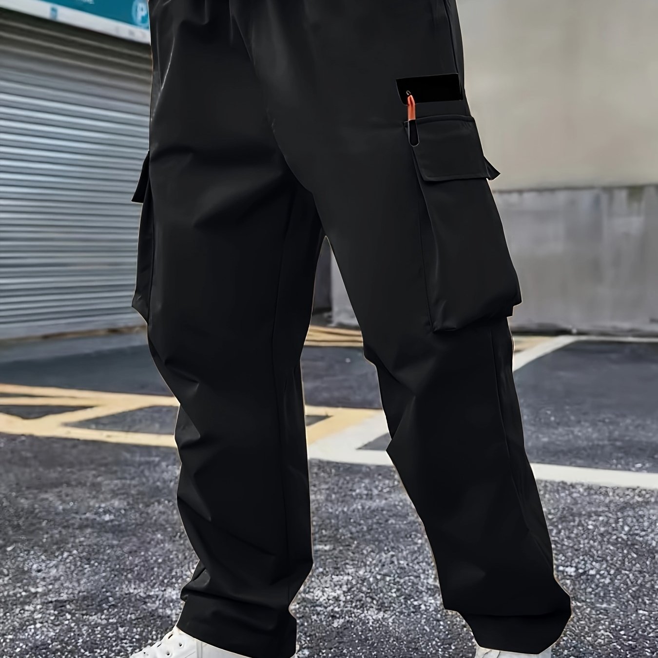 E-shop Herren-Cargo-Hose für Freizeit und Sport – 100 % Polyester, Regular-Fit-Straight-Leg mit mehreren Funktionsfächern, maschinenwaschbar,